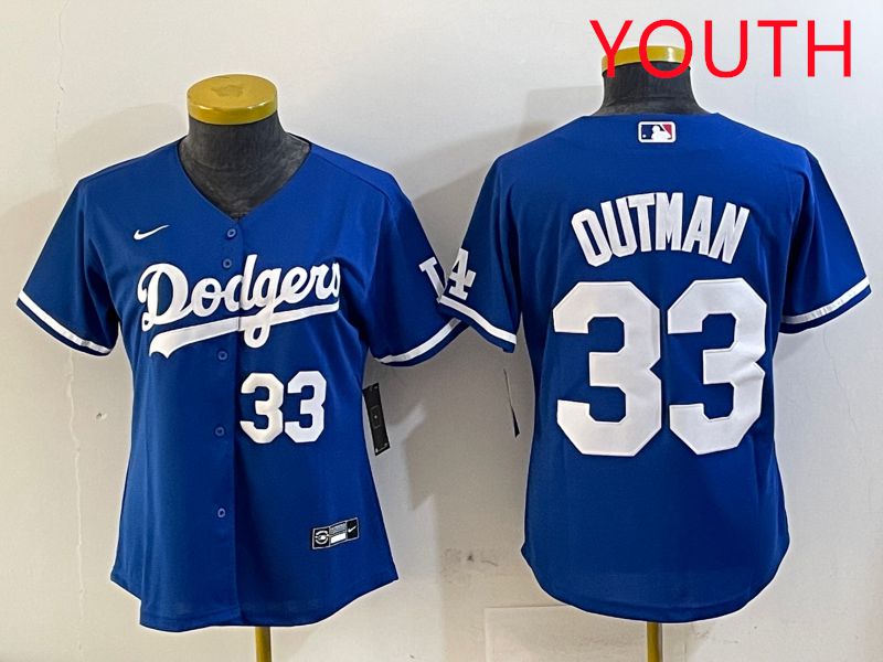 Youth Los Angeles Dodgers 33 Outman Blue Game 2025 Nike MLB Jersey style 11